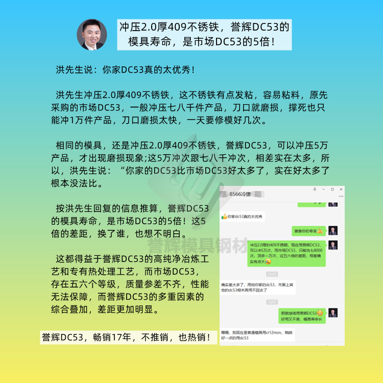 沖壓2.0厚409不銹鐵，譽輝DC53的模具壽命，是市場DC53的5倍！.jpg